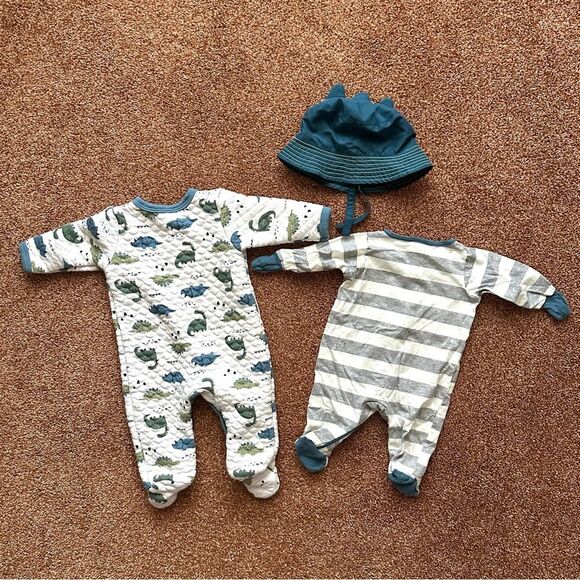 Baby Boy Blue Dinosaur Footie Blanket & Hat Bundle - Picture 2 of 5